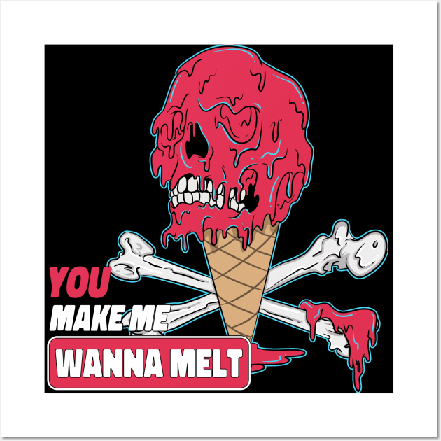 Make Me Melt Dripping Ice Cream Skull Wall Art by Trendy Black Sheep